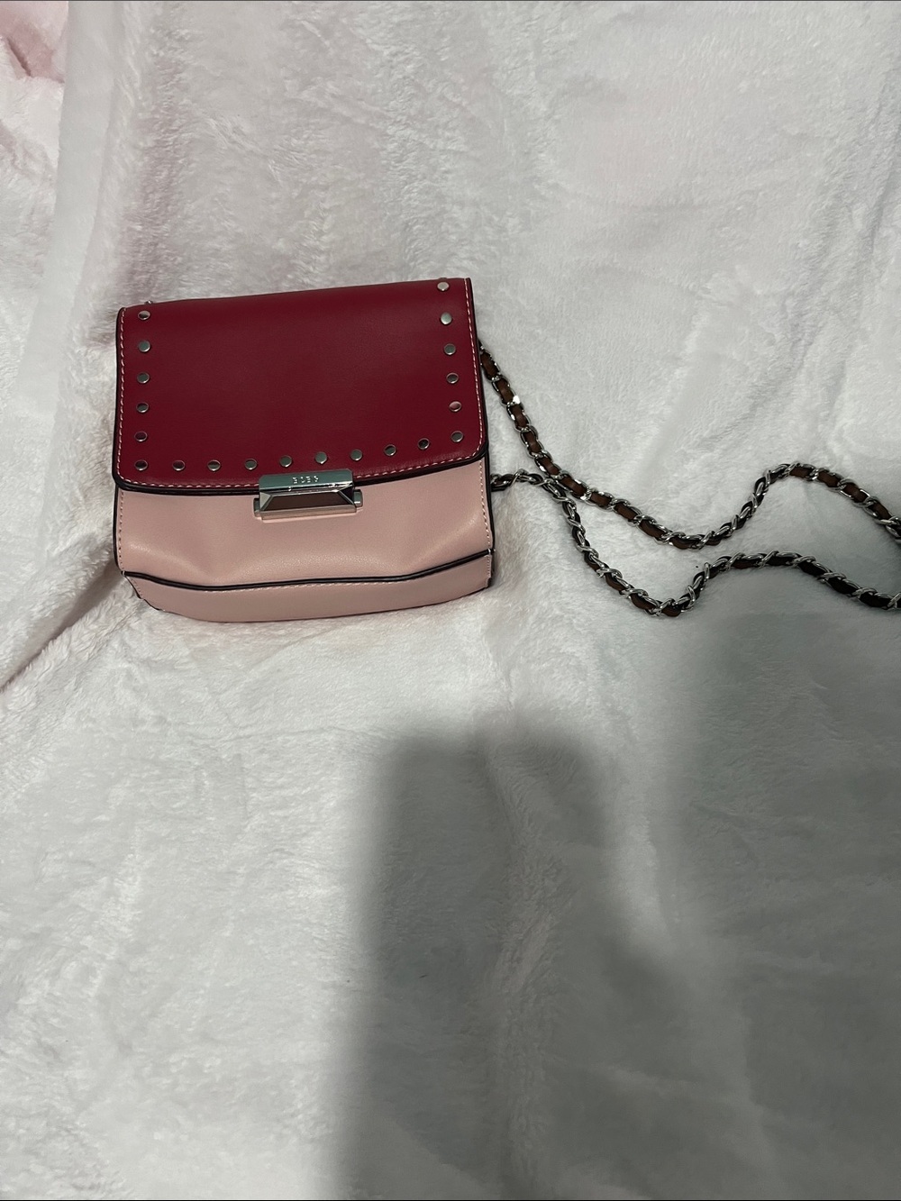 Two-Tone Pink Studded Shoulder Bag